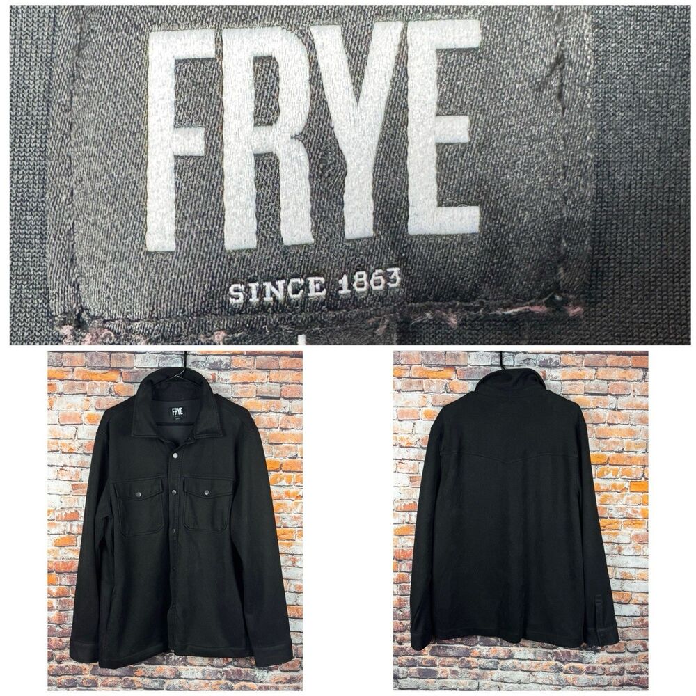 FRYE Shacket Suede Thick Shirt Jacket Snap Button Long Sleeve Black Large